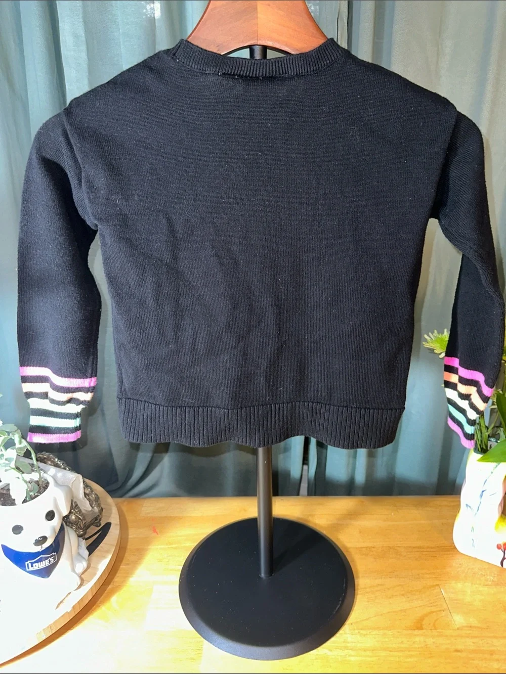🎉The Children's Place Black Sweater with Rainbow Star Accents S(5/6) B224